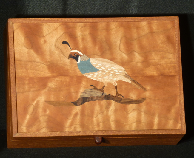 Treasure box with inlaid quail