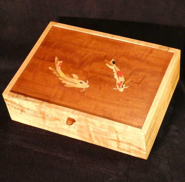 Treasure box inlaid with koi