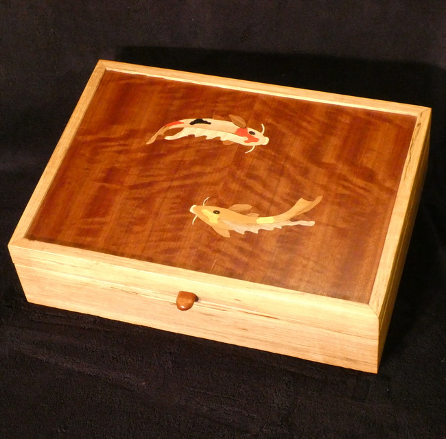 Treasure box inlaid with koi