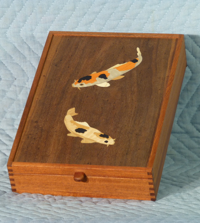 Treasure box inlaid with koi