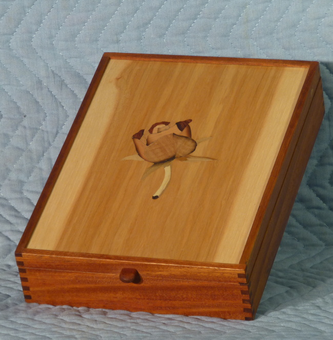 Treasure box with inlaid rose